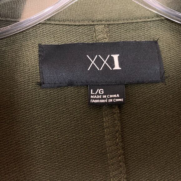XXI by Forever 21 Button up Jacket with Belt Size L Green Knit Fitted Pockets - Picture 3 of 7